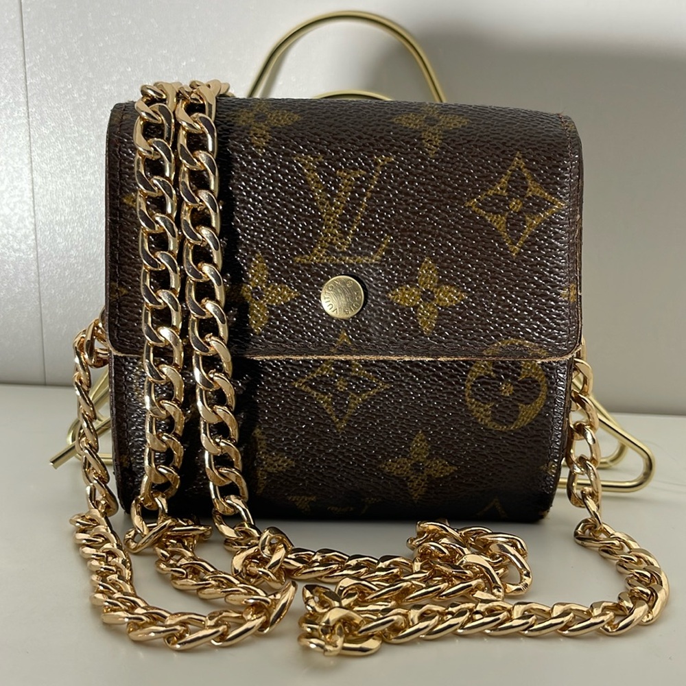 Authentic Louis Vuitton Elise Wallet with Gold Chain Classic Timeless Elegant